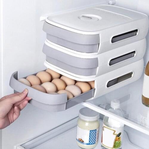 Refrigerator Egg Rack Drawer Type Egg Storage Box Food Container Convenient Stackable Egg Holder Case Kitchen Supplies