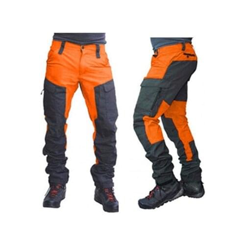 Casual Men Fashion Color Block Multi Pockets Sports Long Cargo Pants Work Trousers for Men workwear working pants free shipping