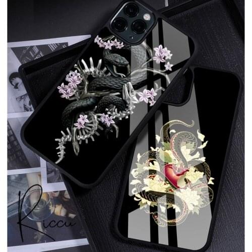 Flowers and the snake Phone Case Rubber for iPhone 12 11 Pro Max XS 8 7 6 6S Plus X 5S SE 2020 XR 12 Mini case