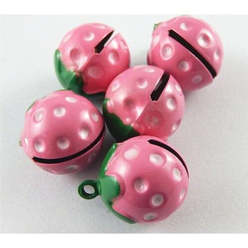 Christmas Decoration Pink Strawberry Jingle Bell Pendant Charms Finding Accessory Copper Made New Creative Hanging Art51925