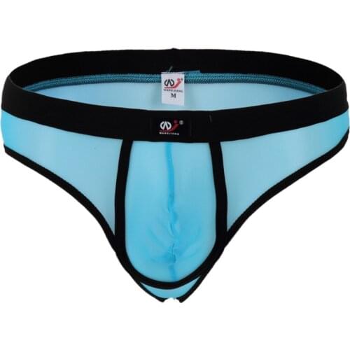 Sexy summer briefs mens underwear mesh gauze thong black elastic sexy breathable male