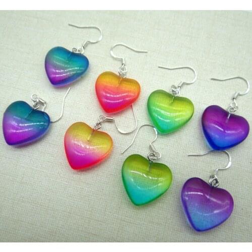 Natural stone Quartz crystal Turquoises tiger eye Heart-shaped charms Earring for diy Jewelry making Earring Pendant Accessories