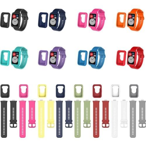 Silicone Soft Edge Protector Case Shell Sleeve Frame Protective Bumper Cover For Huawei Watch Fit Watchband Strap Band Wristband