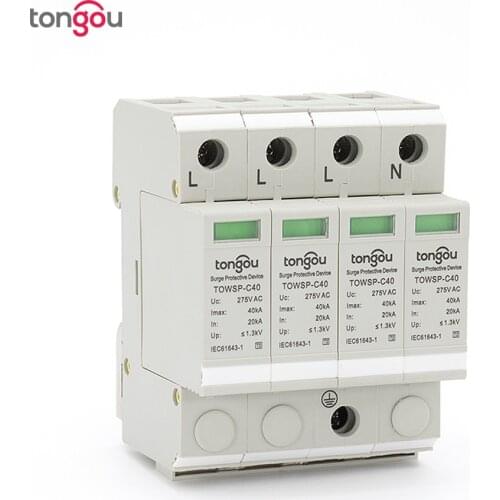 SPD 3P N 4P 20KA~40KA C ~275VAC House Surge Protector Protection Protective Low-voltage Arrester Device