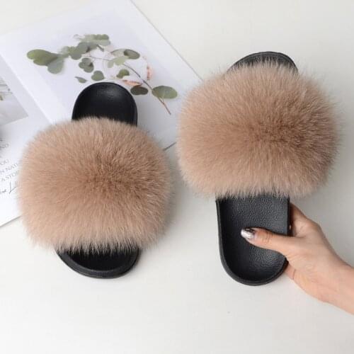 Slides 2021 Womens Fox And Raccoon Fur Slides ,Summer Shoes For Women,Summer Outdoor Slippers,Sandals, Original Shoes