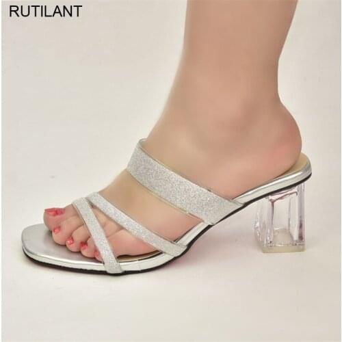 Nigerian Party Pump Italian Low Heels Women Shoes Decorated with Rhinestone Elegant African Party Shoes Ladies Shoes for Wedding