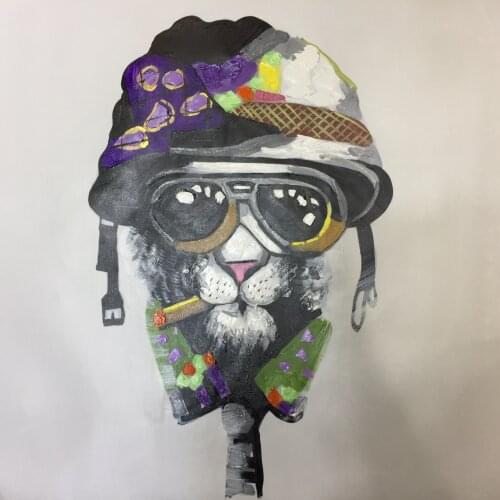 Ultra Low Price Sale 100% Hand Painted Modern Canvas Oil Painting Cartoon Animal Canvas Painting Wall Art Picture for Home Decor