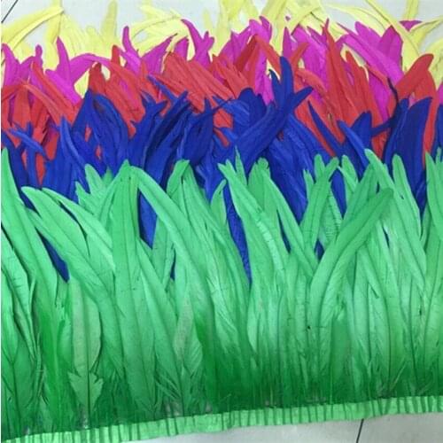 10Meters/Lot!12--14Inches 30-35CM Wide Multiple Colors Coque Rooster Tail Feather Trimming Turquoise Color For Show Gril