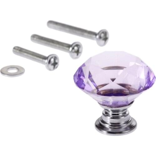 1x Purple Crystal Glass Diamond Shape Design Cabinet Handles Knobs Kitchen Cupboard Pulls Drawer Knobs Furniture Handle Hardware