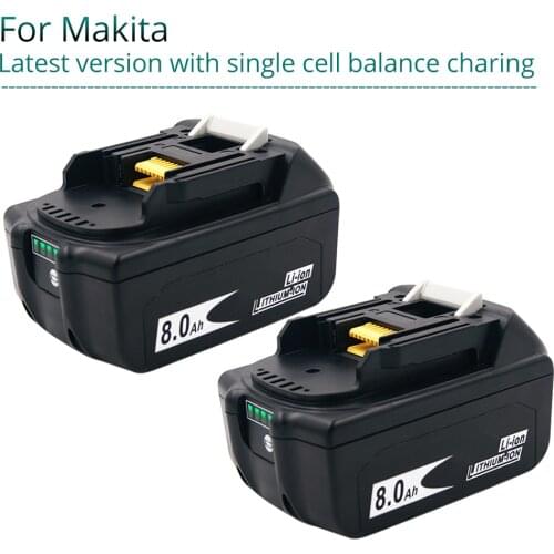 2PCS BL1860 Balanced Protection 18V 8000mAh Li-ion Rechargeable Battery for Makita BL1830 LXT400 BL1850 BL1840 Lithium Battery