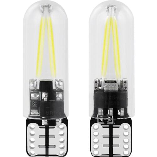 2pcs W5W led Bulb T10 LED drl Car interior light red White Yellow Crystal blue SMD 194 168 COB Glass Auto Filament Lamp 12V