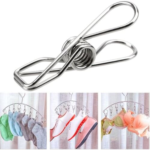 20 Pcs Multi-function Clothing Clamps Photo Hanging Clips Stainless Steel Fixed Clip Clothes Pegs Clothes Pins Sealing Clip