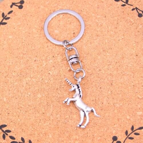 20Pcs Fashion Alloy unicorn horse Pendants keychain keyring Accessories For Car key chains Jewelry