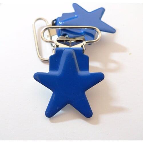 25pcs 1'' 25mm #18 ROYAL BLUE COLOR Star Shaped Pacifier Clips