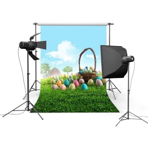 3x5ft Happy Easter Vinyl Photography Background For Children Spring Colorful Egg Basket Lawn Backdrop For Photo Studio Props