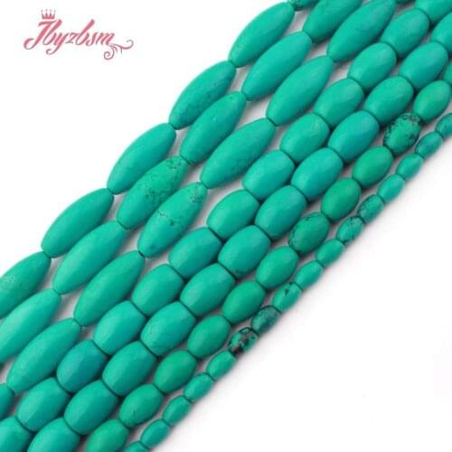 4x8,8x12,10x30mm Oval Blue Turquoises Beads Natural Stone Beads For Necklace Bracelets Jewelry Making Strand 15" Free Shipping