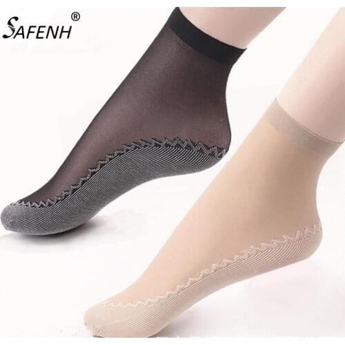5 Pair Women Socks Summer Sexy Ultrathin Transparent Style Skin Black Sock Thin Transparent Socks Elastic Short Female Sock
