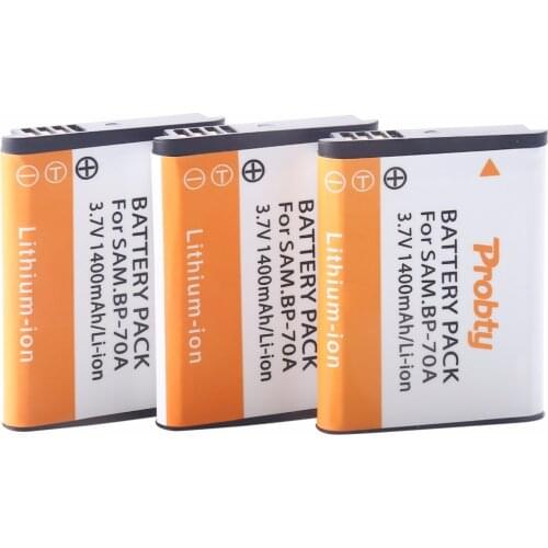 Probty 3x BP-70A BP 70A BP70A Rechargeable Li ion Battery For Samsung PL80 PL90 PL100 ES70 SL50 SL600 ST30 ST60 ST65 TL105 WP10