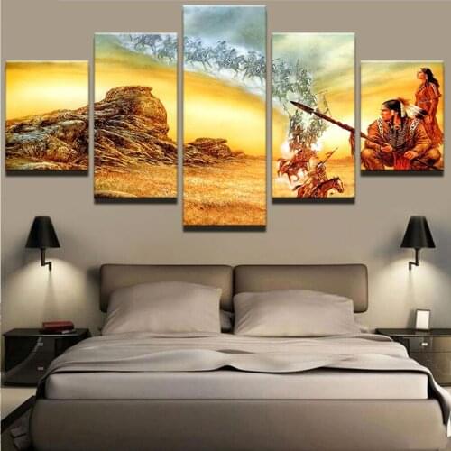 5D DIY Diamond Painting Round square diamond embroidery Indians War horse Picture Of Rhinestone Mosaic 5 pcs