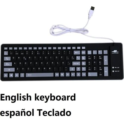 English keyboard Spanish keyboard 103 Key Compact USB Soft Silicone Waterproof Keyboard For PC Laptop