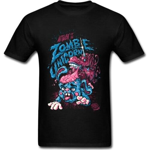 Attack ! Zombie Unicorn Tshirt 2018 Latest Cartoon Comic T Shirts For Student Funny Anime T-Shirt Pure Cotton School Tee Shirt