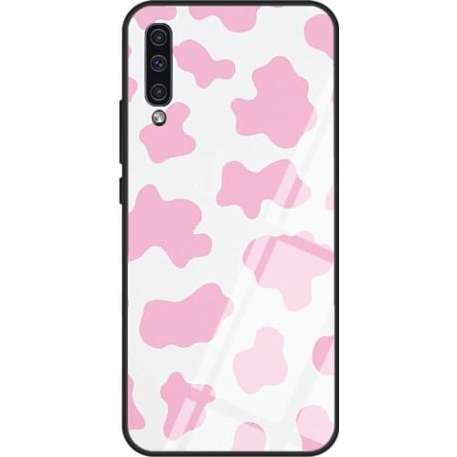 Cow Mom Animal Farm Pink Cow Moo Case For Samsung A72 A71 A51 A31 A40 A50 A70 A20e A21S A12 A32 A52 Tempered Glass Cover