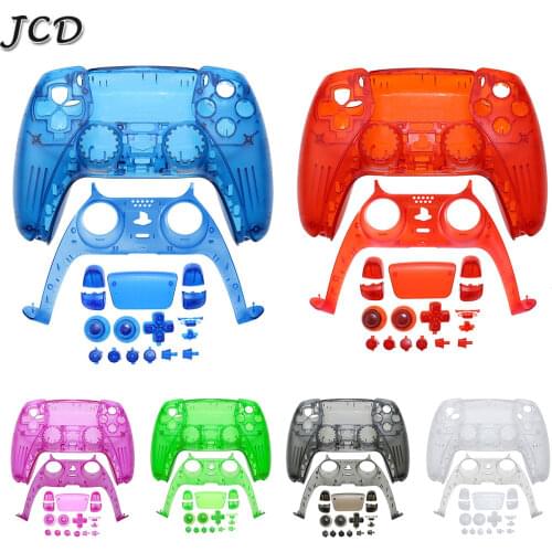 JCD Replacement Full Set Transparent Clear Front Back Housing Shell Case Cover Suit For Playstation 5 For PS5 Gamepad Controller
