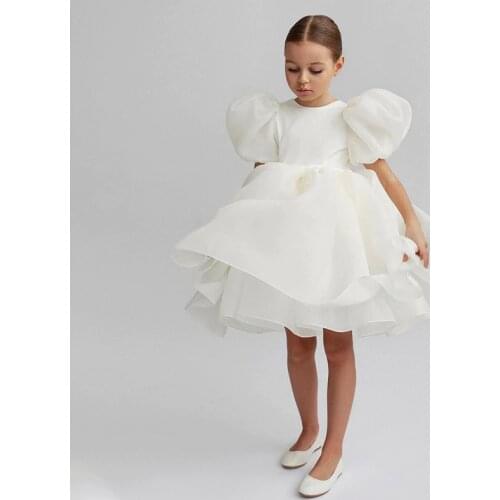 Baby Girl Flower Dress Kids Bridemaid Wedding Dresses For Children White Ball Gowns Girls Boutique Party Wear Elegant Frocks