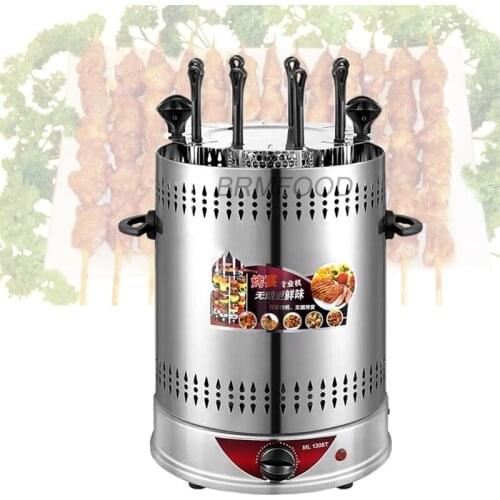 Electric Grill 6/8/10 Sticks Automatic Revolving Vertical Grill Timing Barbecue Tools Smokeless Mutton BBQ Skewers Machine