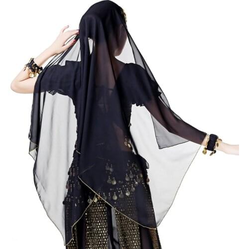 Indian Dance Scarf Head Veil Belly Dance Accessory Performance Wear Costumes Halloween Cosplay Veil Head Chiffon