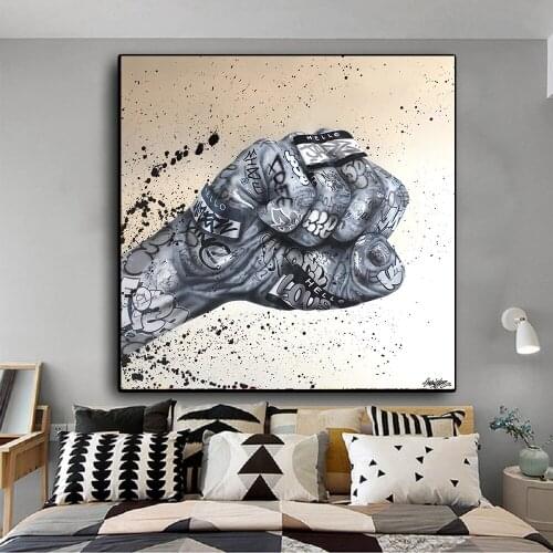 Graffiti Art Canvas Painting Fist Inspirational Posters and Prints Wall Art Picture for Living Room Cuadros Home Decoration
