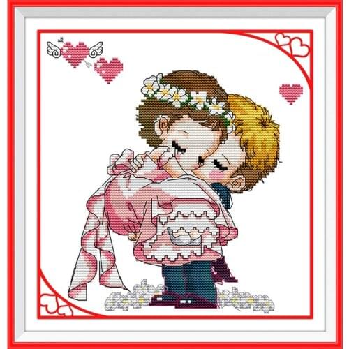 Everlasting Love Embrace Bride Chinese Cross Stitch Kits Ecological Cotton Stamped 14 11CT DIY Gift Wedding Decoration For Home