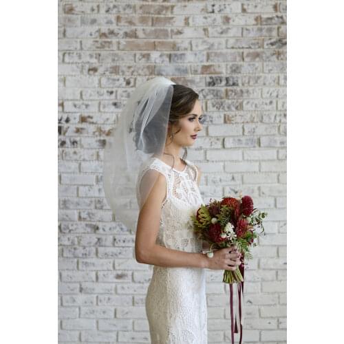 New Ivory/White Short Wedding Veils Two Layers Beach Bridal Veil for Wedding Accessories