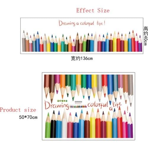 Colorful Pencil Skirting Line Wall Stickers Window Sticker Babyroom Living Room Decor Home Decoration Accessories