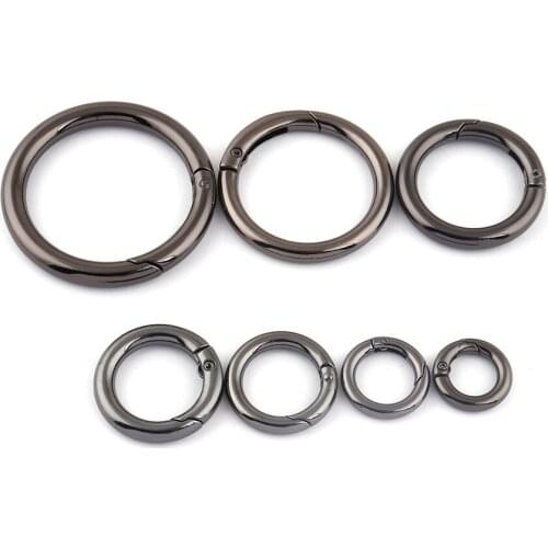 10-40mm Gunmetal Gate Push Trigger Spring O-Ring Round Snap Hooks Buckles Making Purses Handbags webbing For Leather Accessories
