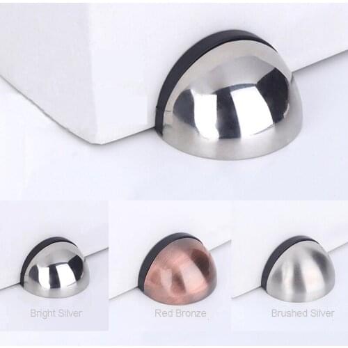 Magnetic Door Stopper Sticker Hidden Stainless Steel Rubber Door Stopper Door Holders Catch Floor Mounted Nail-free Door Stops