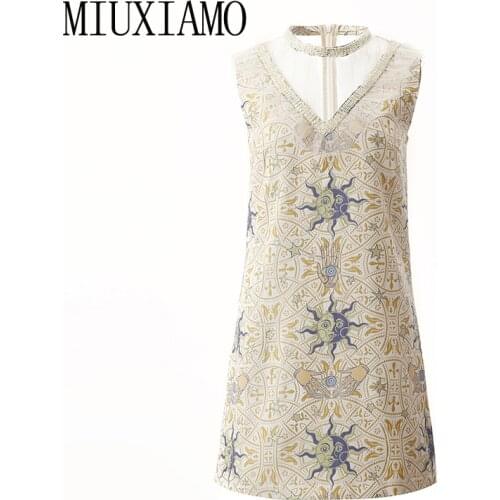 MIUXIMAO Luxurious 2020 Summer dress Party dress Flower Diamonds Slim Gauze Colourful Office Lady Dress Women Vestidos