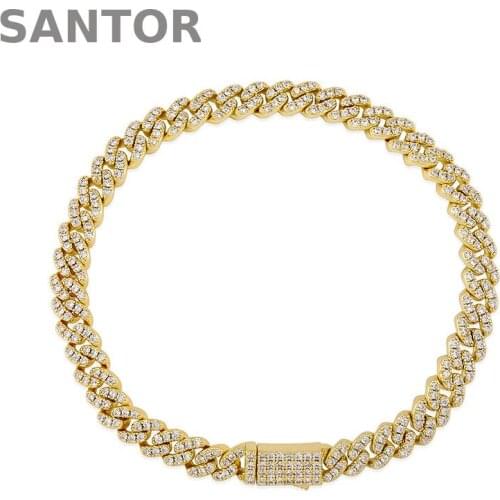 6mm Hip Hop Bracelet Spring Buckle Cuba Chain Bracelet Mens Fashion Accessories