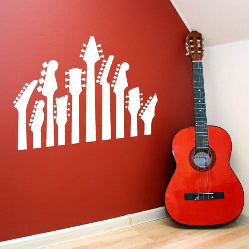Guitar Necks Wall Decal Music Series Decoration Guitar Musical Instrument Wall Sticker Guitars Lover Vinyl Poster AZ714