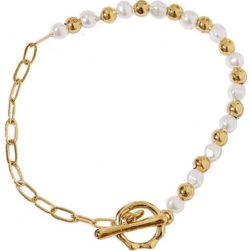 New Japan And South Korea Summer Simulation Pearl Splicing I New Temperament Simple Fashion Light Luxury Statement Hand Jewelry