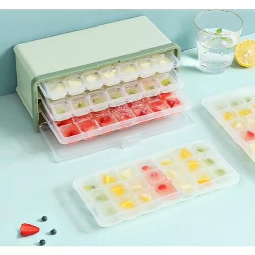 New 3 Layer Ice Box Plastic Ice Mold For Cocktail Juice Ice Tray And Ice Container Set Ice Making Mold With Ice Scoop