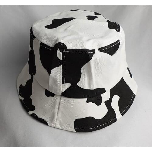 2021 Panama Bucket Hat For Women Men Cow Print Yellow Bob Cap Fashion Gorros Fishing Shading Fisherman Summer Hats