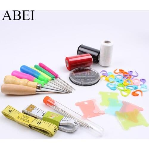 Quality Needles Sewing Tools Plastic Handle Awl Leather Hole Puncher Stitching Tools Drill Tools Crochet Locking Stitching DIY