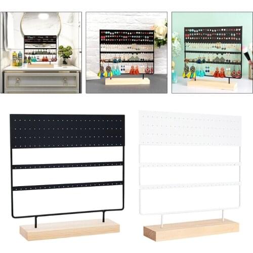 Earring Stand Display Rack 3-Tier Ear Stud Holder Jewelry Organizer Ear Studs Earring Holder 144 Holes with Wood Base
