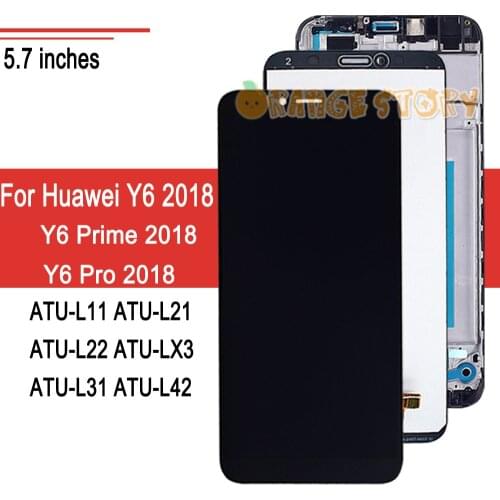 Full LCD Display Sensor For Huawei Y6 2018 /Y6 Pro 2018 ATU-L11 L21 LX3 L31 Monitor Touch Screen Assembly Y 6 Prime 2018 5.7"