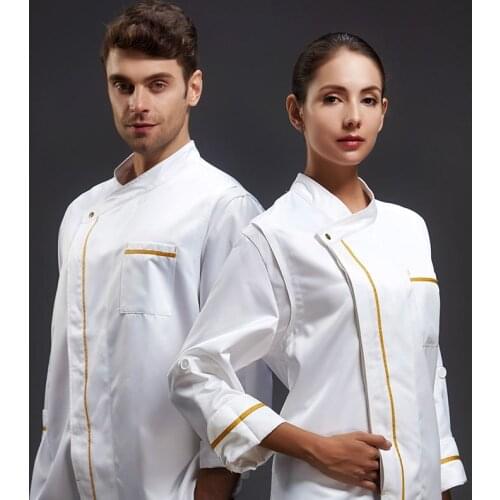 Five Stars Hotel Chef Master Jacket Men Autumn and Winter Long Sleeve Chefs Coat Women Western Restaurant Executive Chef Clothes