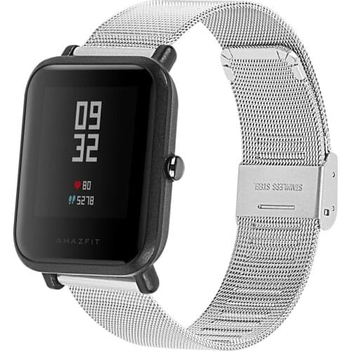 Suitable for Xiaomi Huami amazfit BiP youth stainless steel strap, Milanese metal strap amazfit BiP watch strap
