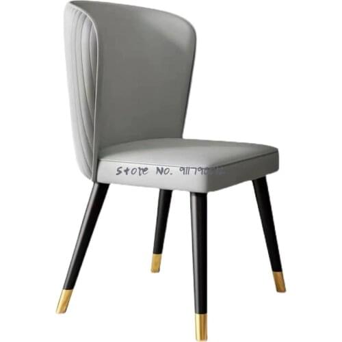 Light luxury solid wood dining chair home restaurant small apartment Nordic simple modern hotel makeup stool flannel back chair