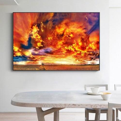 Nordic Poster Orange White Smoke Texture Abstract Canvas Wall Picture For Living Room Painting Mural Modern Simple Room