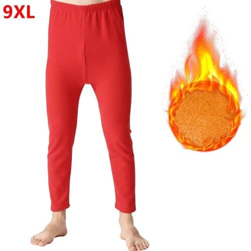 Thermal Underwear Bottoms Autumn winter mens gold velvet cotton plus velvet thickening oversized soft warm pants 9XL 8XL 7X